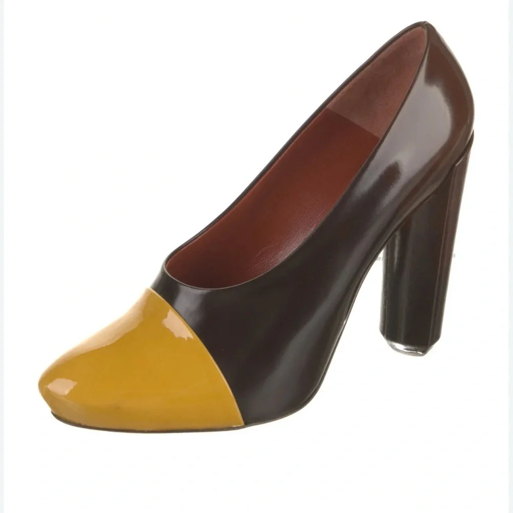 Louis Vuitton Two-Tone Brown and Yellow Heels